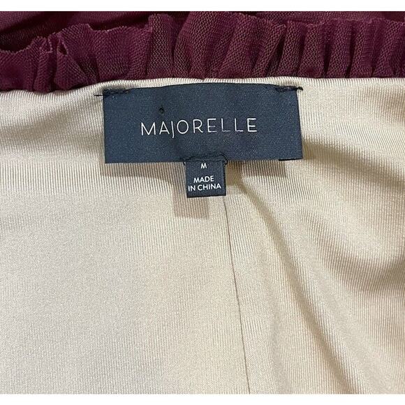 Majorelle Darling Dress in Merlot Ruched Mesh Ruffle Trim Bodycon Size Medium - Picture 7 of 8